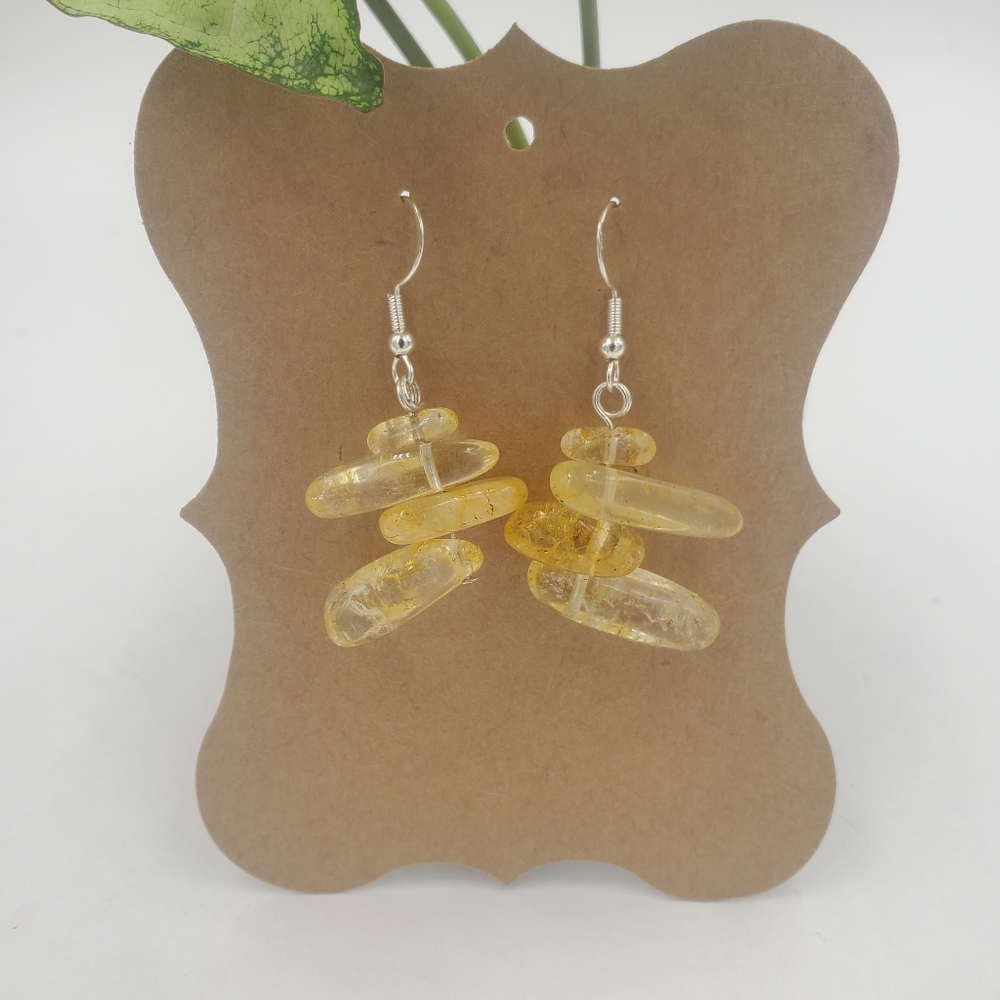 Dangling abstract citrine earrings